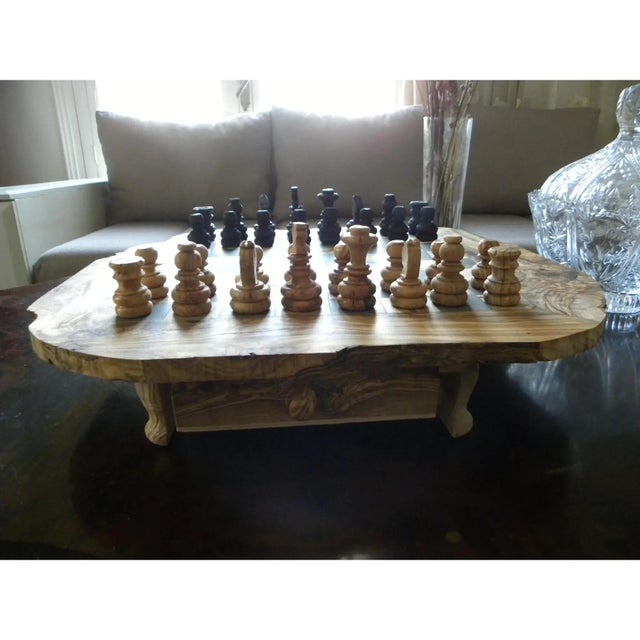 Not Yet Made - Made To Order Handcrafted Rustic Wooden Chess Set Natural Wood Grain Board For Sale - Image 5 of 8