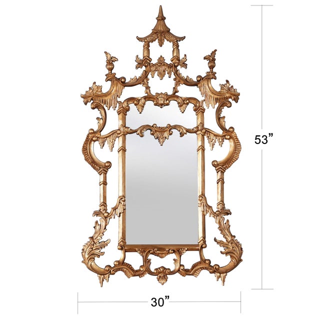 A Chinese Chippendale Gold Leaf Mirror from Niagara Furniture, the bevelled glass having been hand cut and fitted to the...