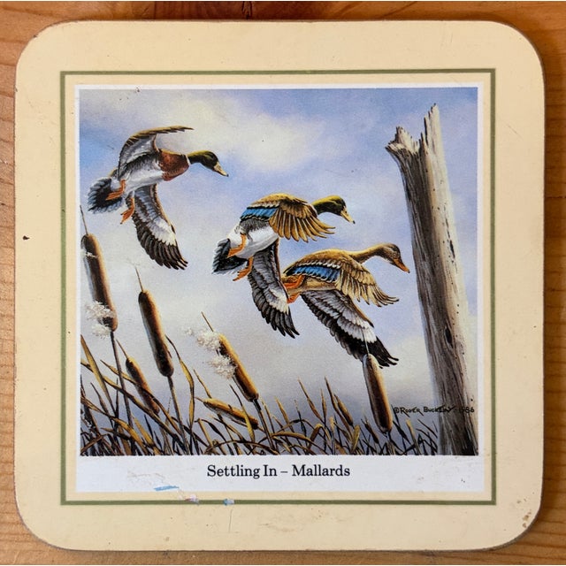 Mid 20th Century Vintage Traditional Duck Goose Waterfowl Coasters - Sset of 6 For Sale - Image 5 of 11