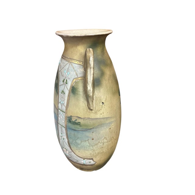 Ceramic Nippon Morriage Hand-Painted Vases, a Pair For Sale - Image 7 of 12