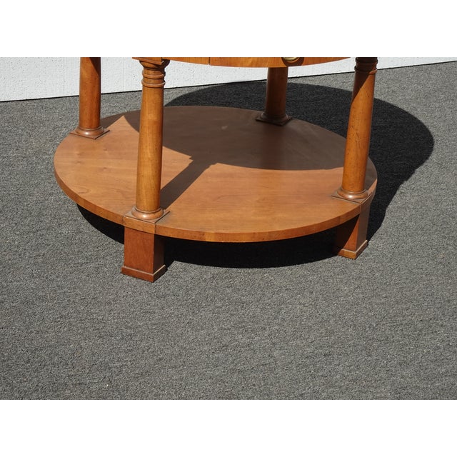 Vintage Neoclassical Baker Side Table Stand W Round Sunburst Table Top & Drawer For Sale - Image 10 of 11
