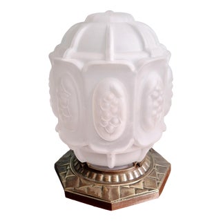 Art Deco Night Light in Nickel-Plated Bronze and Frosted Glass, 1920s For Sale
