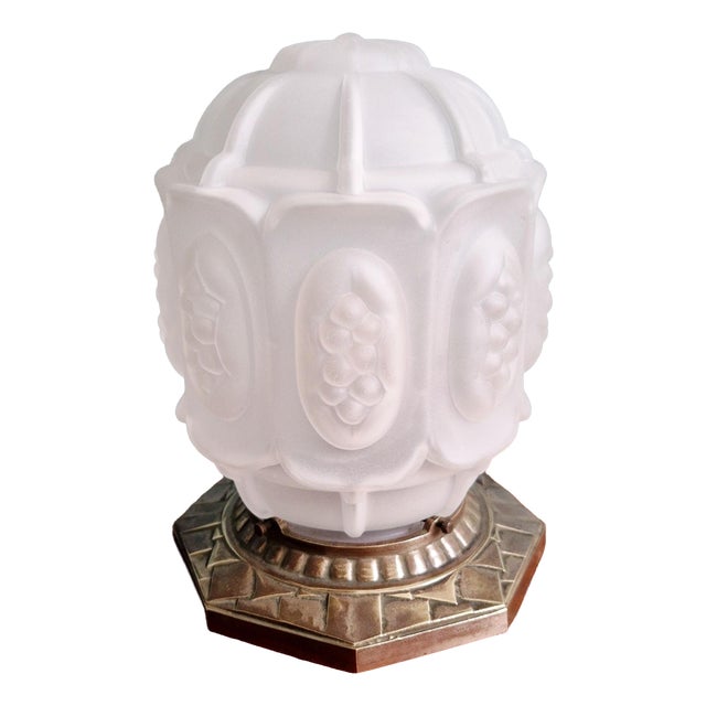 Art Deco Night Light in Nickel-Plated Bronze and Frosted Glass, 1920s For Sale