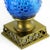 Metal Bubble Textured Blue Glass Table Lamps With Brass Accents - a Pair For Sale - Image 7 of 9