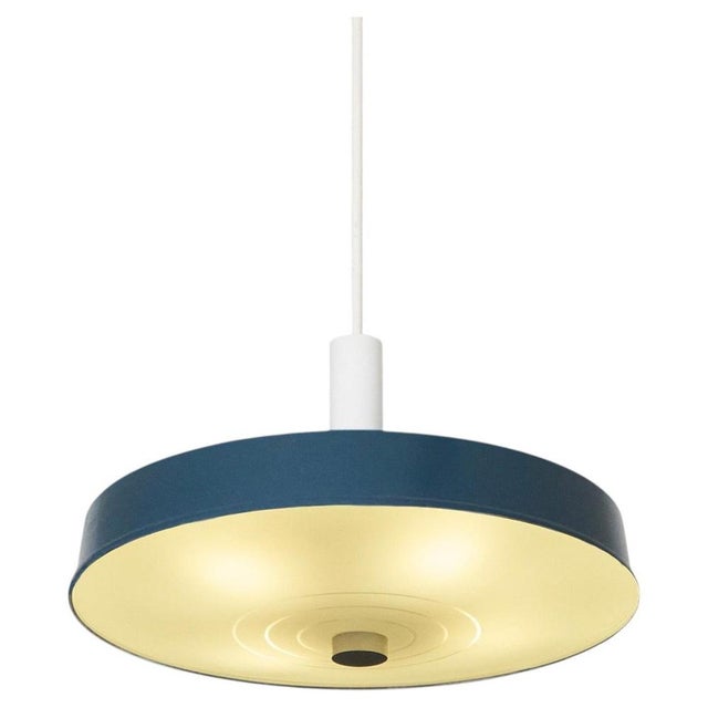 Large Mid-Century Pendant Lamp in Painted Metal and Etched Opaline Glass, 1960 For Sale - Image 10 of 10