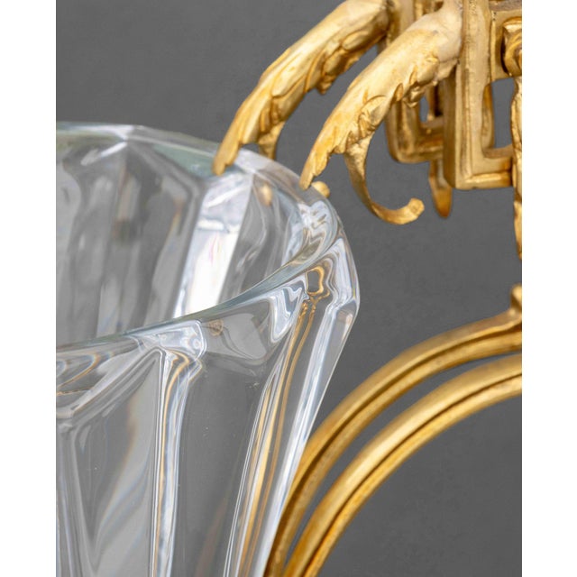 Louis XVI Style Ormolu Mounted Crystal Vases, Pair For Sale - Image 4 of 9