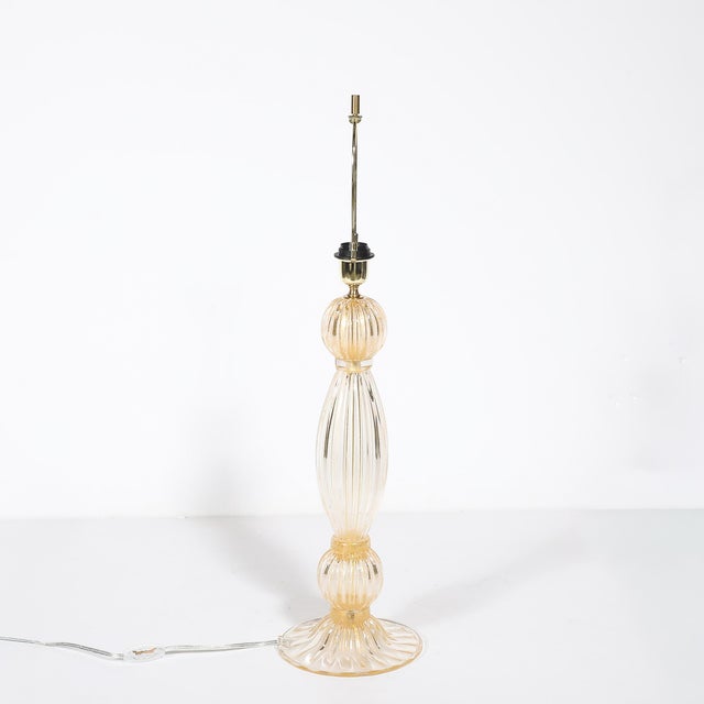 Pair of Modernist Reeded Translucent Glass Table Lamps With 24-Karat Gold Flecks For Sale - Image 13 of 13