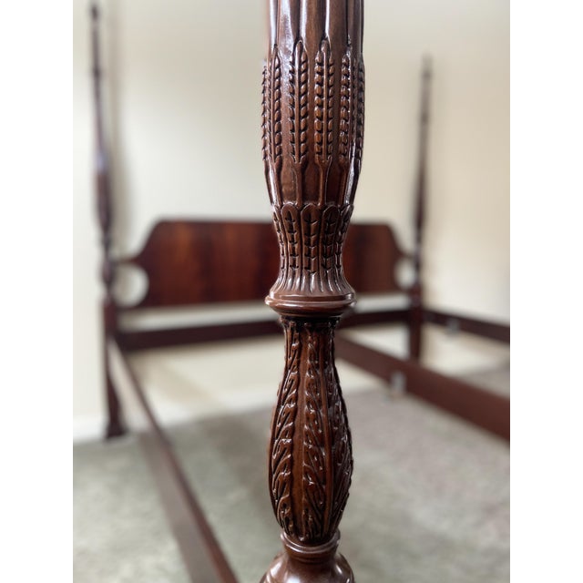 Late 20th Century Craftique Chippendale Style Mahogany Four Poster King Bed, Vintage For Sale - Image 9 of 11