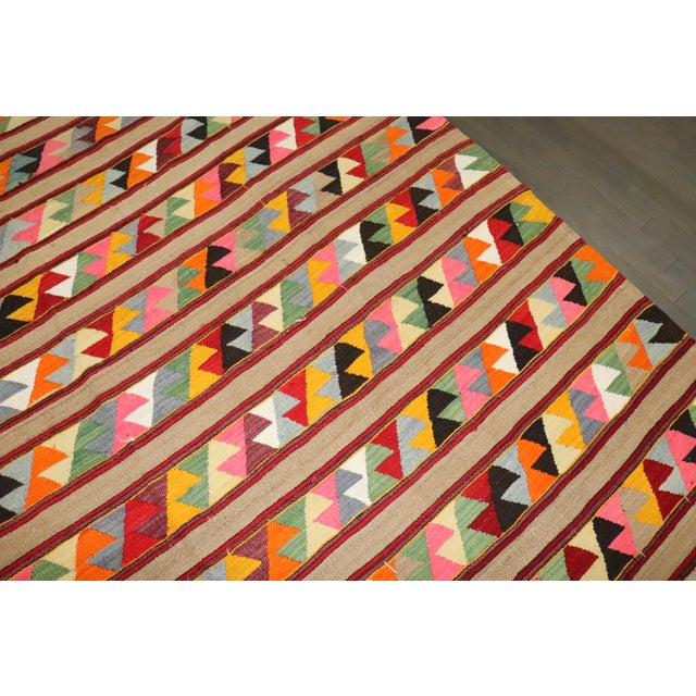 Textile Colorful Vintage Turkish Kilim, 5'5'' X 8'11'' For Sale - Image 7 of 8