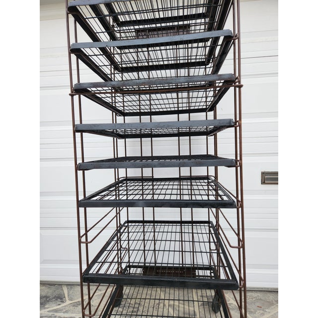 1980s Vintage Industrial Storage Rack on Wheels With Sliding Trays For Sale In San Diego - Image 6 of 10