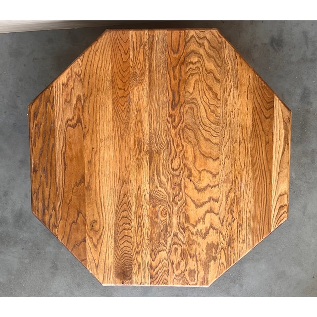 Spanish Fir and Walnut Octagonal Table Special Design Restored Wax Polished For Sale - Image 6 of 6