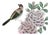Hand Painted Bird & Peony Wallpaper Sample 8" × 12" | Luxury Chinoiserie Botanical Wallcovering | Custom Design Available For Sale