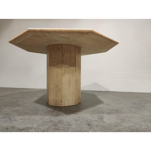 Italian Octagonal Travertine Dining Table, 1970s For Sale - Image 4 of 10