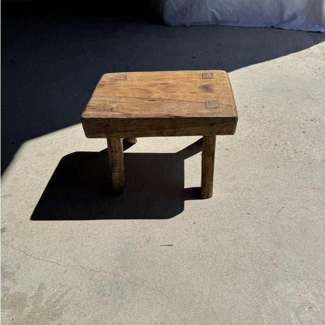 1980s Small Wabi-Sabi Style Oval Teak Occasional Stool, 1980s For Sale - Image 5 of 12