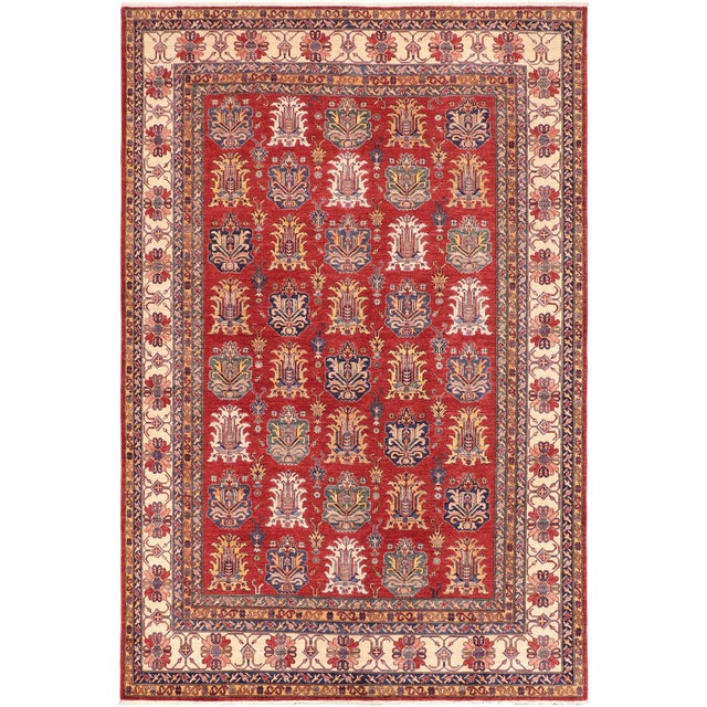 Boho Chic Super Kazak Red/Beige Wool Rug - 10'1'' X 14'0'' For Sale - Image 10 of 10
