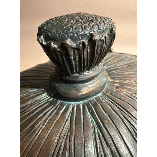 10” wide 7” depth 8” tall HEAVY. Solid bronze casting. Retaining the Maitland smith label on bottom. Wonderful green...