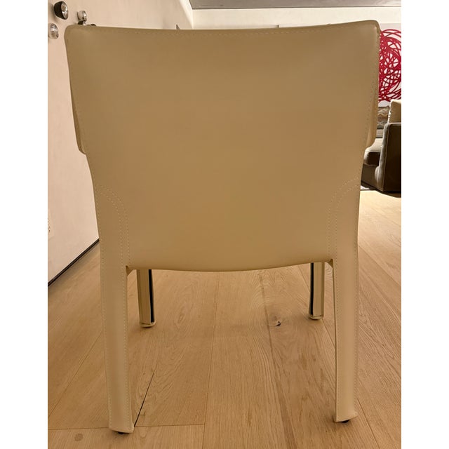 Mid-Century Modern Cassina – Set of Six Leather Dining/Arm Chairs For Sale - Image 3 of 10