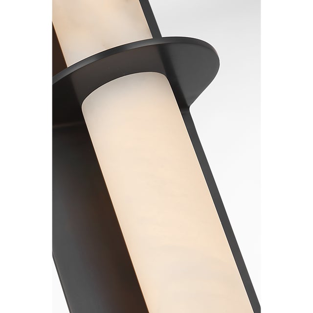 Kelly Wearstler for Visual Comfort Signature Fosse 28" Linear Tube Sconce in Bronze with Alabaster For Sale - Image 10 of 11