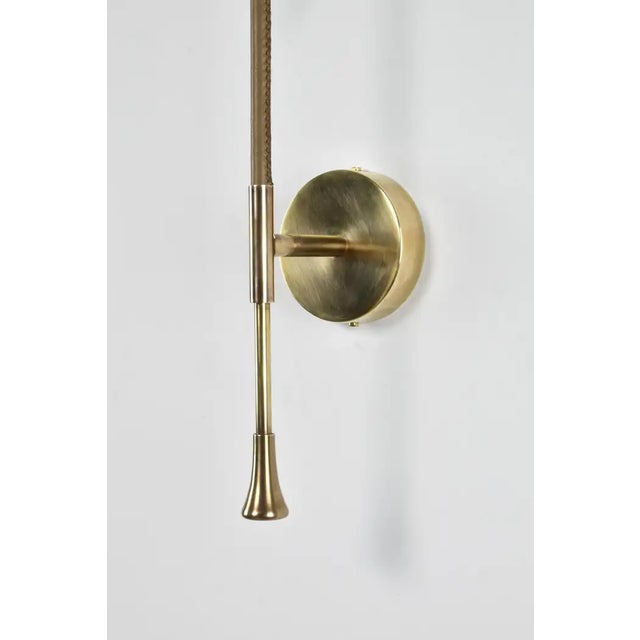 Ancora-W2 Contemporary Polished Brass Wicker Wall Light Sconce Jonathan Amar For Sale - Image 6 of 13