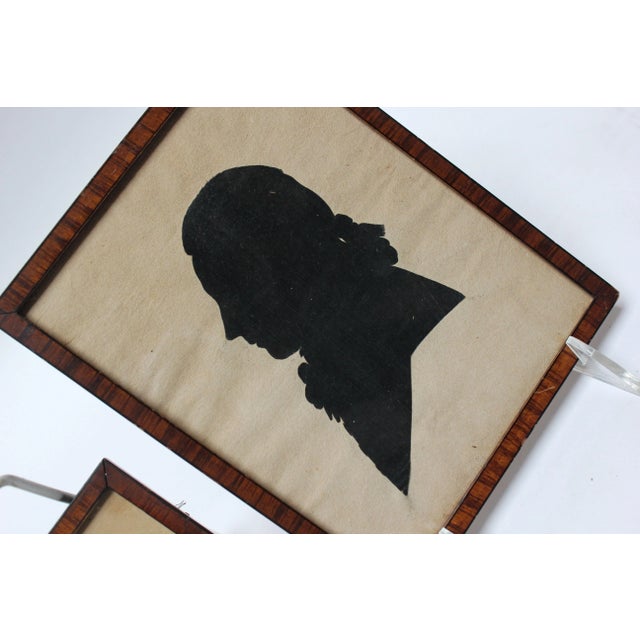 Paint Set of Two Eighteenth Century American Antique Framed Silhouettes For Sale - Image 7 of 12