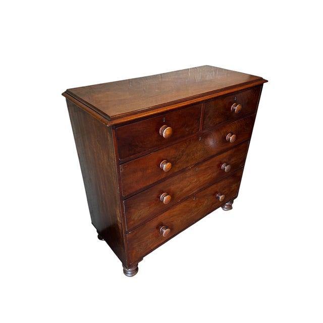 Early Victorian Figured Mahogany Chest of Drawers, 1840s For Sale - Image 9 of 12