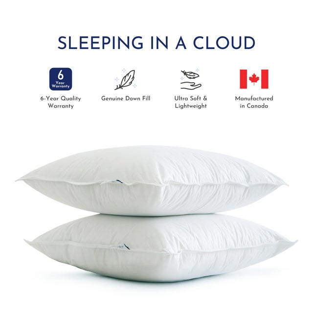 Textile Hotel Luxe Medium White Goose Down Pillow with Cotton Shell, King For Sale - Image 7 of 8