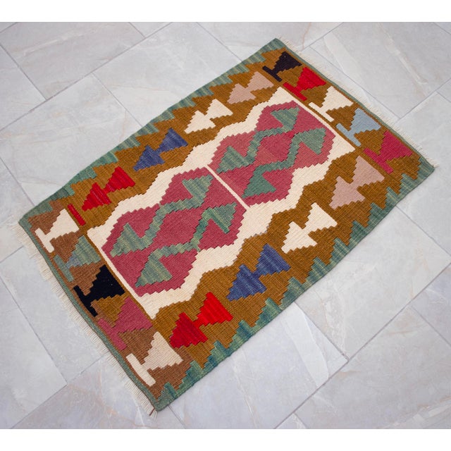 Textile 1990s Turkish Rug Hand-Woven Kilim Rug - 2'4" X 3'5" For Sale - Image 7 of 10