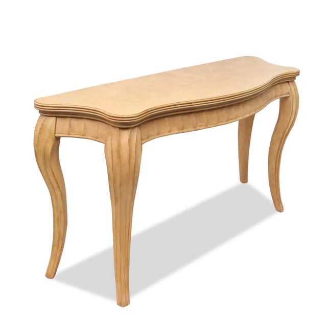 Contemporary 1970s Vintage French Console With Fluted Legs and Scalloped Design For Sale - Image 3 of 12