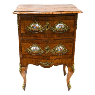 19th-Century French Louis XV Style Commode With Porcelain Plaques & Ormolu Mounts For Sale