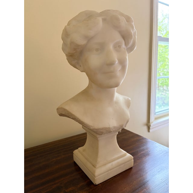 Art Deco 1920s French Art Deco Carrara Marble Bust of Woman by Paul Philippe, Signed For Sale - Image 3 of 10