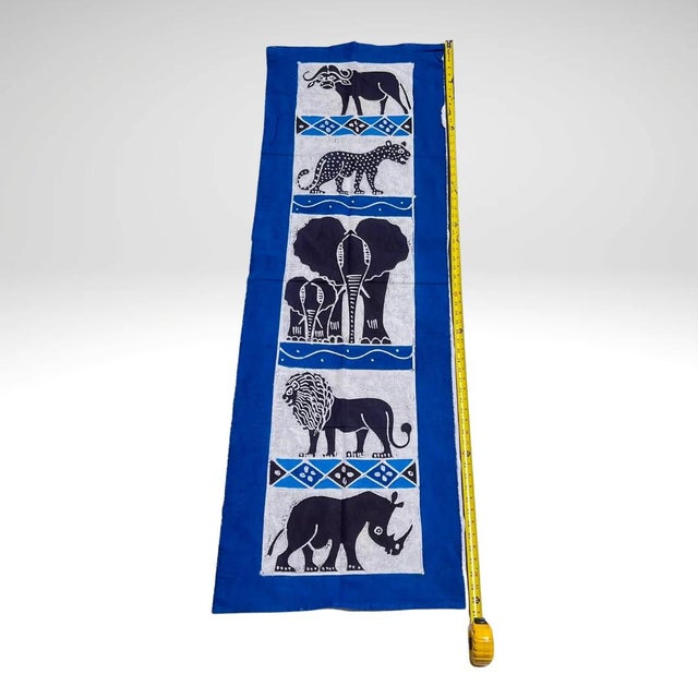 Early 20th Century Blue African Handprinted Table Runner For Sale - Image 9 of 12