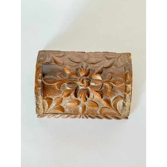 Vintage Carved Wood Casket Box For Sale In Dallas - Image 6 of 9