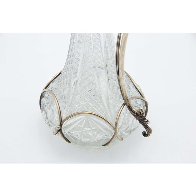 Liqueur Bottles in Cut Glass with Silver Structure, Set of 2, in Good conditions.
