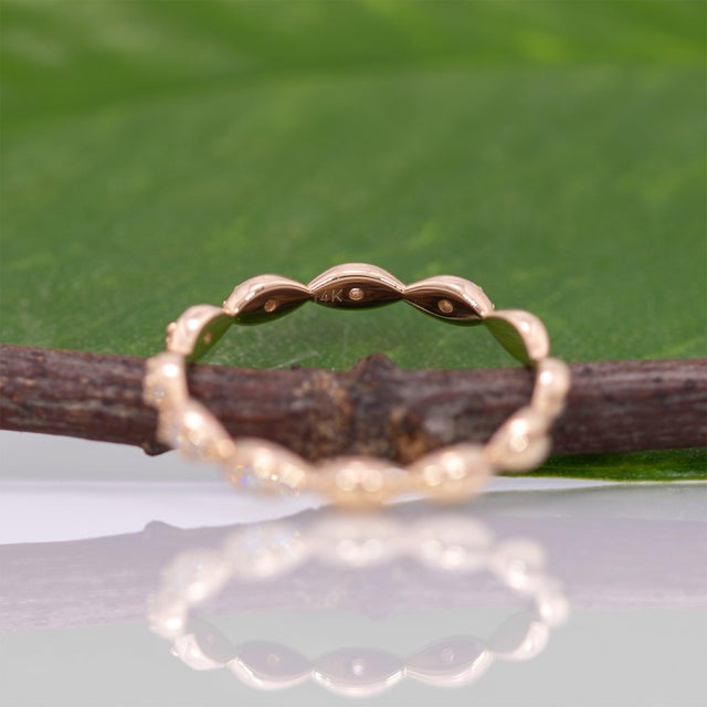 Earth-Mined Diamonds Band in Solid 14k Gold – Fine Jewelry, Gift for Her, Size 6.75 For Sale - Image 9 of 9