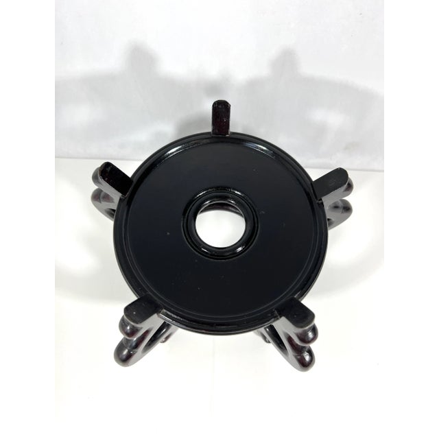 Vintage Chinese Dark Ebony Brown Rosewood Display Stand or Pedestal 5” For Sale - Image 4 of 5