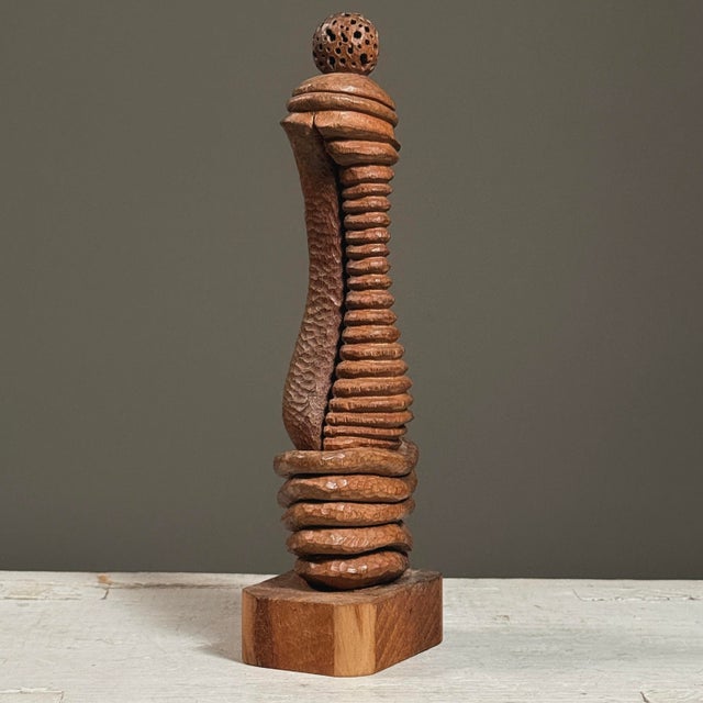 1980s Vintage Outsider Hand Carved Biomorphic Sculpture For Sale - Image 5 of 9