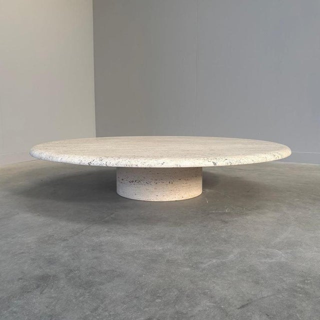 Large Round Travertine Coffee Table from Up & Up, Italy, 1970s For Sale - Image 5 of 14