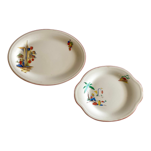Vintage Mexican Siesta Serving Plates Edwin M. Knowles- Set of 2