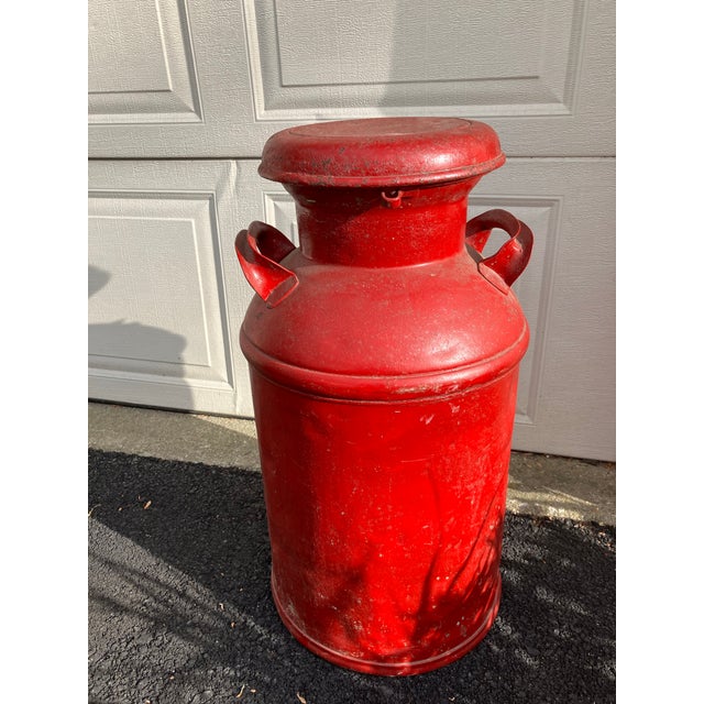 Metal Vintage Milk Can Painted For Sale - Image 7 of 7
