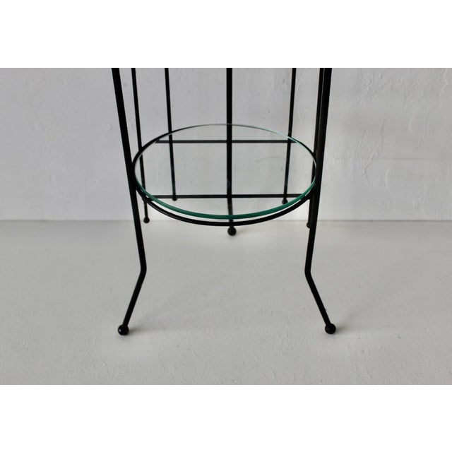Vintage Black Painted Metal Glass Three Tier Narrow Etagere Mid Century For Sale - Image 12 of 18