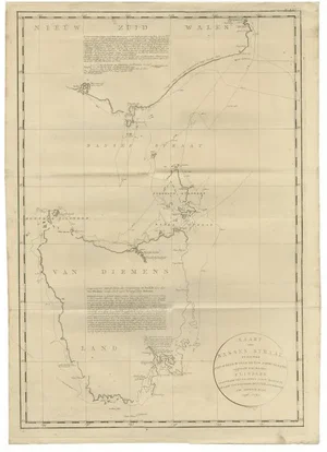 Large Antique Map of Bass Strait, Tasmania and Australia by Cook, 1803