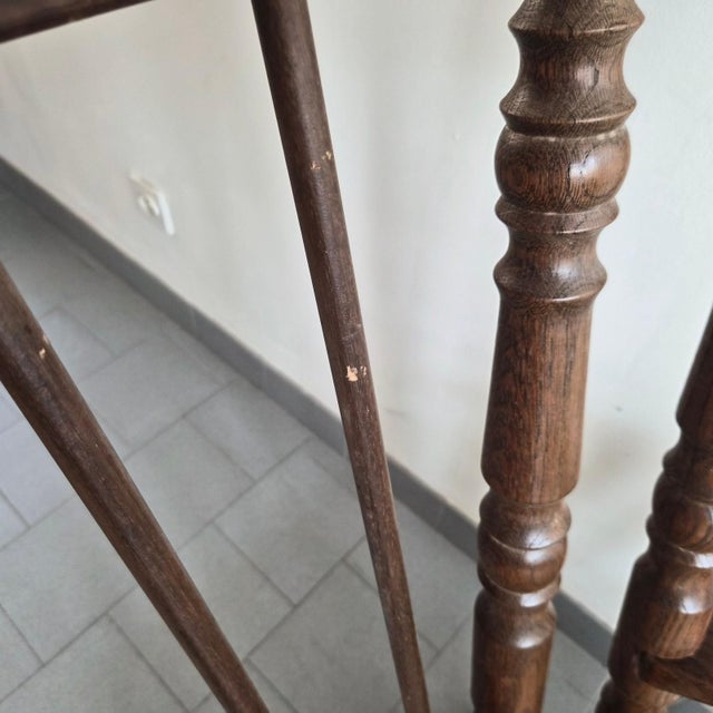 Vintage Brutalist Oak Armchairs with Spools, 1970s, Set of 2 For Sale - Image 4 of 17