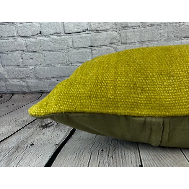 16 x 24 Hemp Pillow Turkish Cushion Natural Green Pillow Cushion Cover For Sale - Image 4 of 4