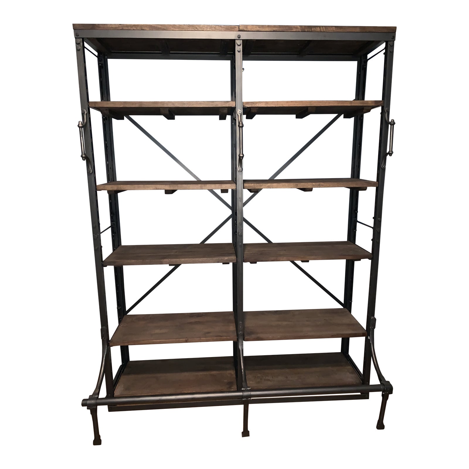 French Restoration Hardware Library Double Shelving Etagere Chairish