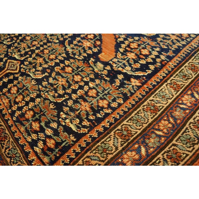 Textile 1900s Navy Paisley Tribal Antique Persian Afshar Saddle Rug 3'2" X 3'4" Knotted Wool Carpet For Sale - Image 7 of 12