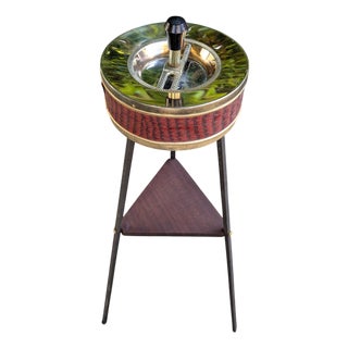 Vintage Standing Ashtray with Teak Shelf, 1960s For Sale