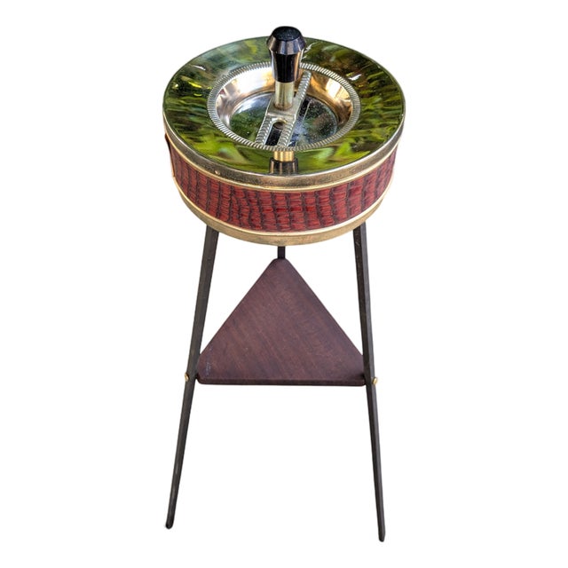 Vintage Standing Ashtray with Teak Shelf, 1960s For Sale