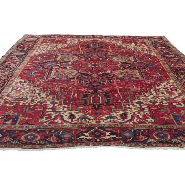 Modern Antique Persian Heriz Rug - 08'01 X 11'00 For Sale - Image 3 of 9