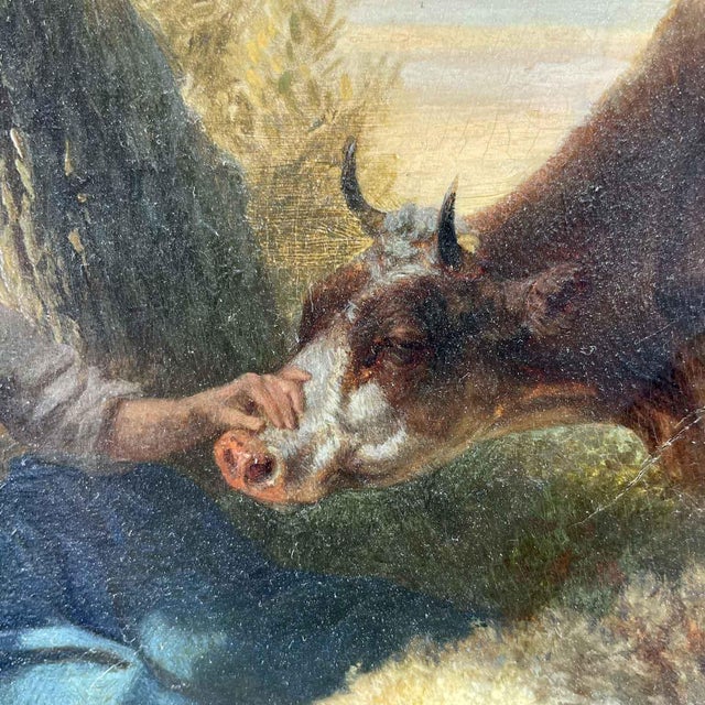 Charles Philogène Tschaggeny, Flemish Pastoral Landscape, 1849, Oil on Board For Sale - Image 4 of 10