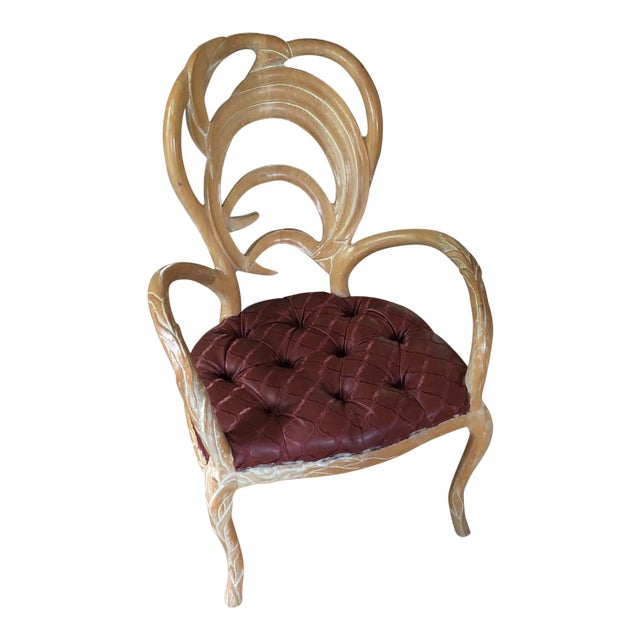1980s Faux Bois Wooden Leaf Chair For Sale